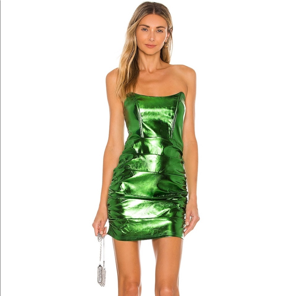 Metallic Emerald Green Strappless Dress